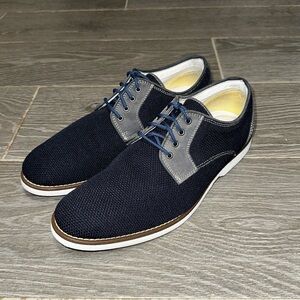 J. Murphy Navy Knit Plain Toe Oxford Dress Shoes Modern Casual Men's 10.5M